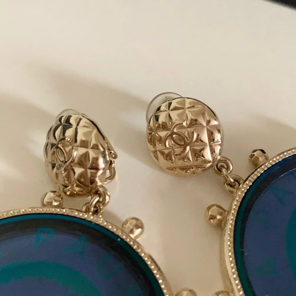 Chanel Large Logo Disc Earrings